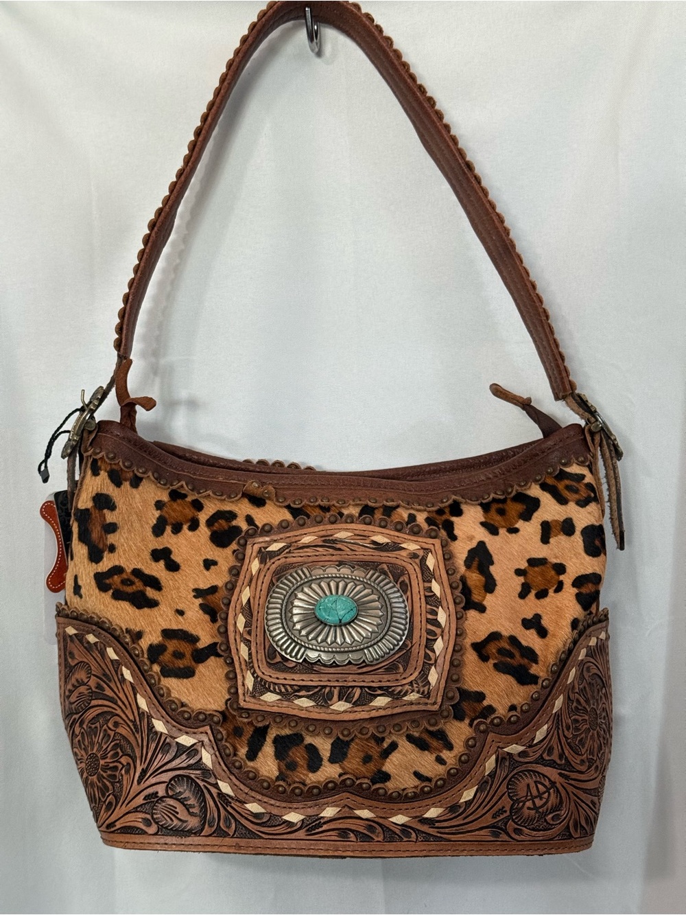 American Darling Western Tooled Shoulder Bag in Brown & Tan